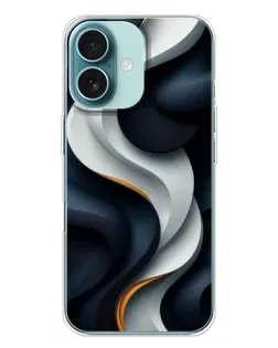 Чохол для iPhone 16 Plus з картинкою «Об'ємні чорно-білі стрічки»