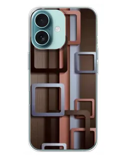 Чохол для iPhone 16 Plus з картинкою «Коричневі об'ємні квадрати»