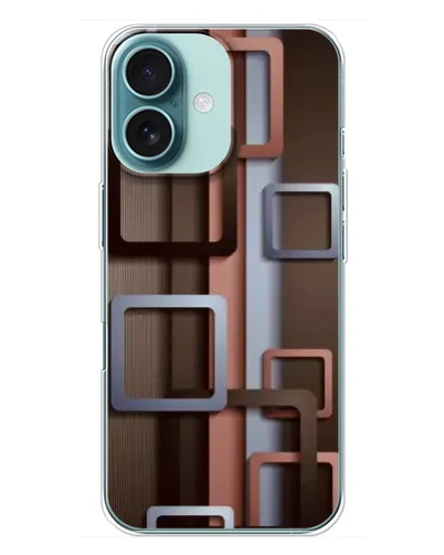 Чехол для iPhone 16 Plus с картинкой «Коричневые объемные квадраты» Чехол для iPhone 16 Plus с картинкой «Коричневые объемные квадраты»