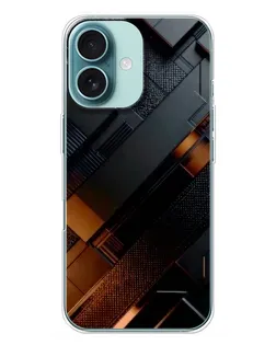 Чехол для iPhone 16 Plus с картинкой «Черные геометрические блоки»