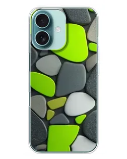 Чехол для iPhone 16 Plus с картинкой «Яркая неоновая галька»