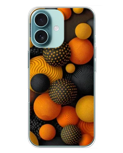 Чехол для iPhone 16 Plus с картинкой «Объемные оранжевые сферы» Чехол для iPhone 16 Plus с картинкой «Объемные оранжевые сферы»
