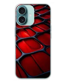 Чехол для iPhone 16 Plus с картинкой «Красная глянцевая сетка»