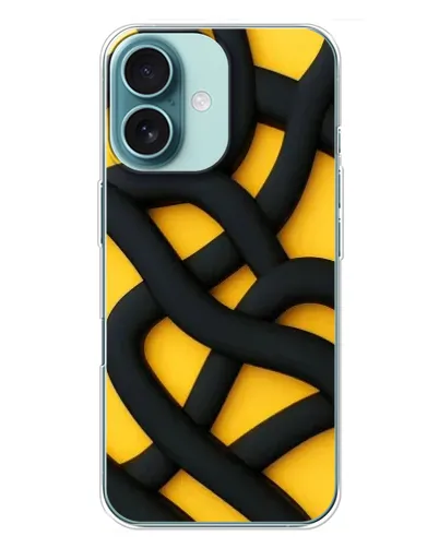 Чехол для iPhone 16 Plus с картинкой «Черное желтое переплетение» Чехол для iPhone 16 Plus с картинкой «Черное желтое переплетение»