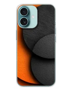 Чехол для iPhone 16 Plus с картинкой «Геометрия оранжевых кругов»