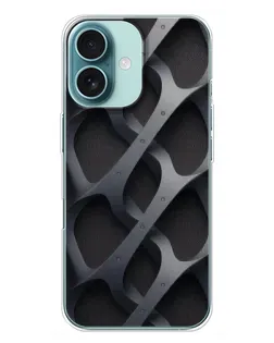 Чехол для iPhone 16 Plus с картинкой «Объемное серое плетение»
