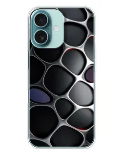 Чехол для iPhone 16 Plus с картинкой «Объемная темная решетка»