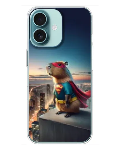Чехол для iPhone 16 Plus с картинкой «Капи-мен супергерой» Чехол для iPhone 16 Plus с картинкой «Капи-мен супергерой»