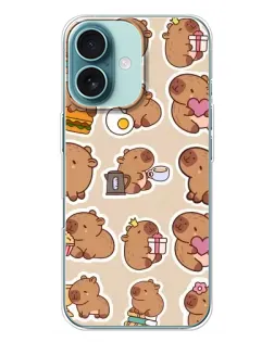 Чохол для iPhone 16 Plus з картинкою «Капібари паттерн»