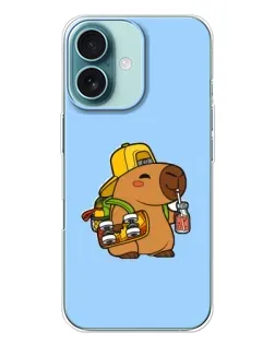 Чохол для iPhone 16 Plus з картинкою «Капібара на скейті»