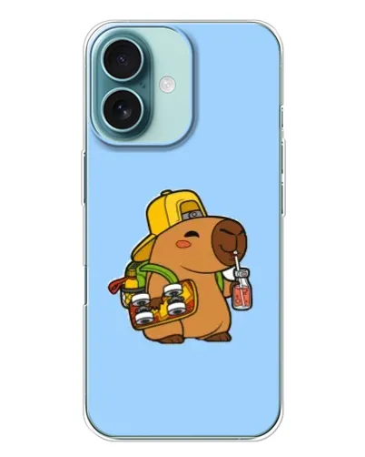 Чехол для iPhone 16 Plus с картинкой «Капибара на скейте» Чехол для iPhone 16 Plus с картинкой «Капибара на скейте»