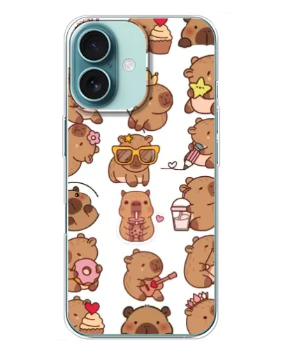 Чехол для iPhone 16 Plus с картинкой «Стикерпак с капибарами» Чехол для iPhone 16 Plus с картинкой «Стикерпак с капибарами»