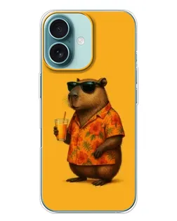 Чохол для iPhone 16 Plus з картинкою «Капібара на відпочинку»