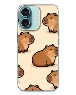 Чохол для iPhone 16 Plus з картинкою «Паттерн милих капібар»