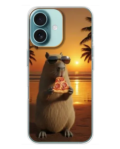 Чехол для iPhone 16 Plus с картинкой «Капибара с пиццей» Чехол для iPhone 16 Plus с картинкой «Капибара с пиццей»