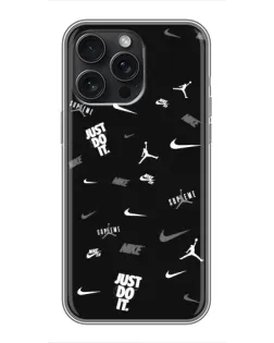 Чохол для iPhone 16 Pro Max з картинкою «Nike Black Pattern»