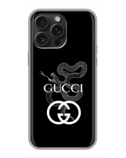 Чохол для iPhone 16 Pro Max з картинкою «Gucci — срібна змія»