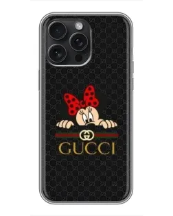 Чохол для iPhone 16 Pro Max з картинкою «Мінні Маус Gucci — чорний»