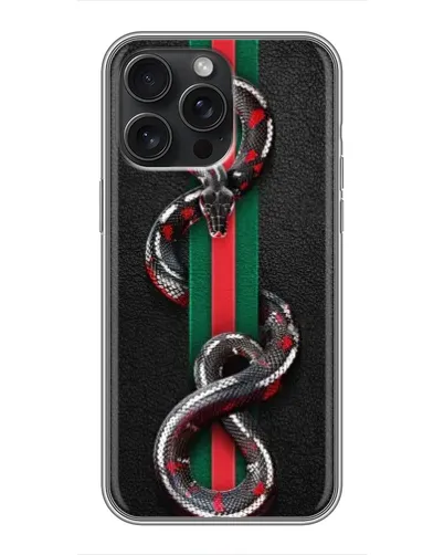Чохол для iPhone 16 Pro Max з картинкою «Gucci — змія на смузі» Чохол для iPhone 16 Pro Max з картинкою «Gucci — змія на смузі»