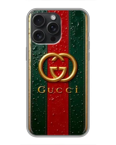 Чохол для iPhone 16 Pro Max з картинкою «Gucci — фірмова смуга та золото» Чохол для iPhone 16 Pro Max з картинкою «Gucci — фірмова смуга та золото»