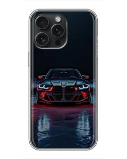 Чохол для iPhone 16 Pro Max з картинкою «BMW на мокрій дорозі»