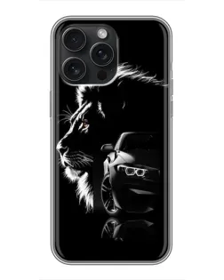 Чохол для iPhone 16 Pro Max з картинкою «BMW та лев»