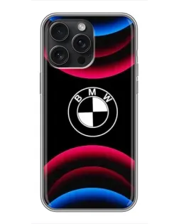 Чохол для iPhone 16 Pro Max з картинкою «Логотип BMW та неонові дуги»