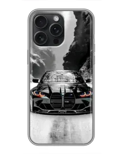Чехол для iPhone 16 Pro Max с картинкой «BMW — акварельный дрифт»