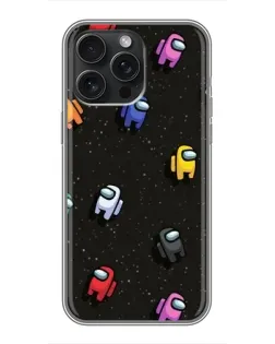 Чохол для iPhone 16 Pro Max з картинкою «Космічний патерн Among Us»