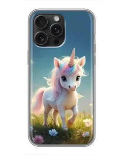 Чохол для iPhone 16 Pro Max з картинкою «Єдиноріг на галявині»