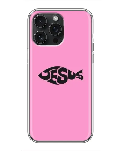 Чохол для iPhone 16 Pro Max з картинкою «Рожевий символ Jesus»
