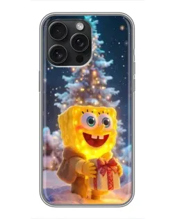 Чохол для iPhone 16 Pro Max з картинкою «Різдвяний Спанч Боб»