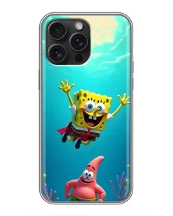 Чохол для iPhone 16 Pro Max з картинкою «Спанч Боб під водою»