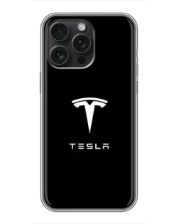 Чохол для iPhone 16 Pro Max з картинкою «Tesla White Logo»