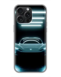 Чохол для iPhone 16 Pro Max з картинкою «Tesla в неоні»