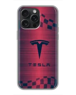Чохол для iPhone 16 Pro Max з картинкою «Тесла червоний карбон»