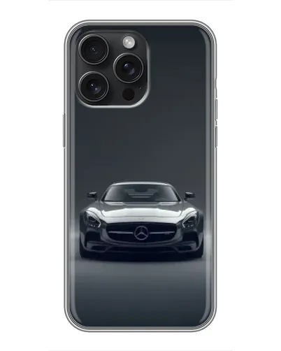 Чехол для iPhone 16 Pro Max с картинкой «Mercedes на черном»