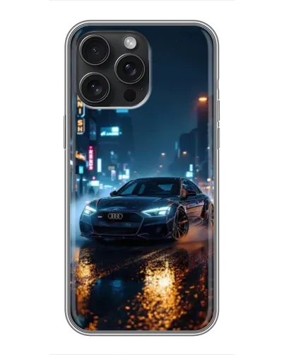 Чохол для iPhone 16 Pro Max з картинкою «Нічне місто та Audi»
