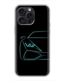 Чохол для iPhone 16 Pro Max з картинкою «Блакитний силует Lamborghini»
