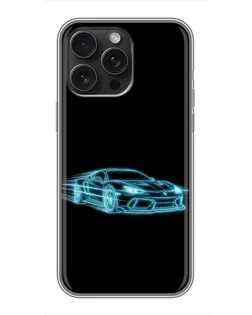 Чохол для iPhone 16 Pro Max з картинкою «Неоновий контур Lamborghini»