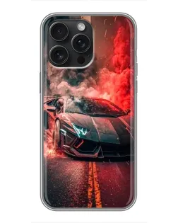 Чохол для iPhone 16 Pro Max з картинкою «Lamborghini червоний дим»