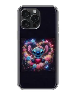 Чехол для iPhone 16 Pro Max с картинкой «Stitch в цветах»