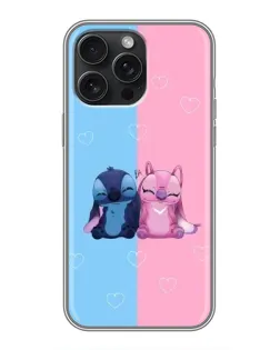 Чехол для iPhone 16 Pro Max с картинкой «Stitch и Angel Love»