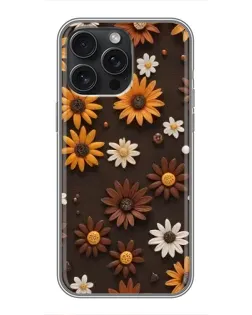Чохол для iPhone 16 Pro Max з картинкою «Візерунок з маленьких соняшників»