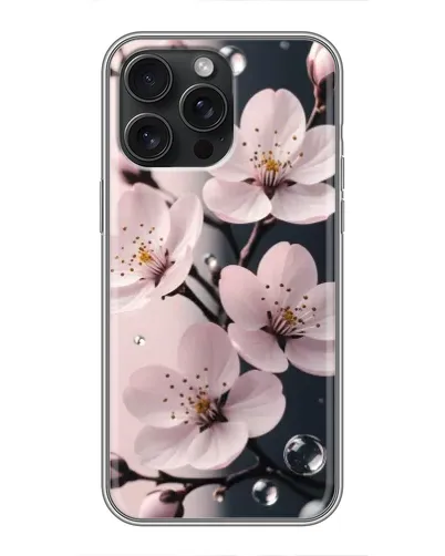 Чехол для iPhone 16 Pro Max с картинкой «Нежная сакура и капли» Чехол для iPhone 16 Pro Max с картинкой «Нежная сакура и капли»