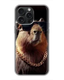 Чохол для iPhone 16 Pro Max з картинкою «Капібара золотий ланцюг»