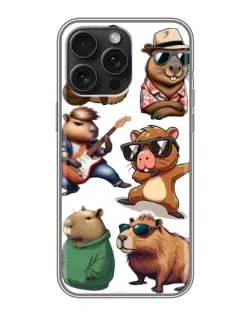 Чохол для iPhone 16 Pro Max з картинкою «Круті капібари музиканти»