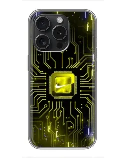 Чохол для iPhone 16 Pro з картинкою «Nike — золота іскра»