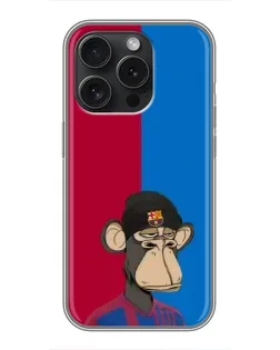 Чохол для iPhone 16 Pro з картинкою «Bored Ape — фанат Барси»
