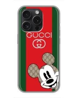 Чохол для iPhone 16 Pro з картинкою «Gucci — смуги та Міккі»